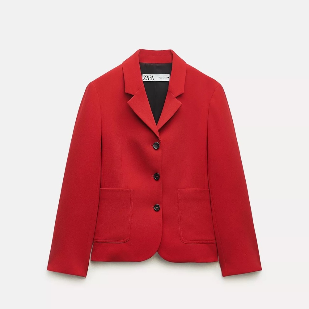 Zara Bright Red Single-Breasted Women's Blazer